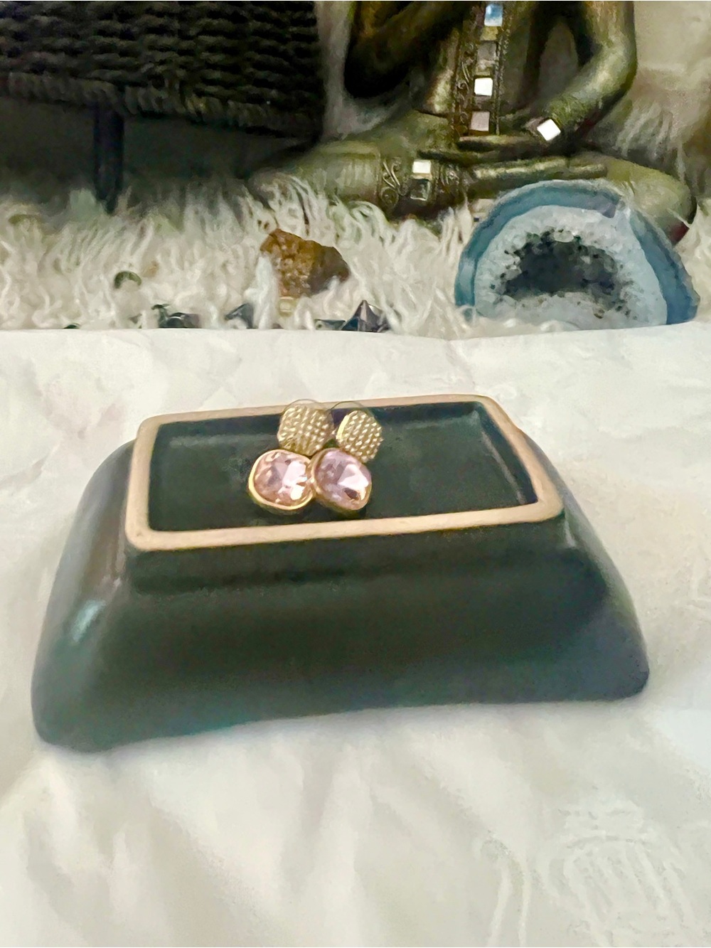 Gold-Tone Earrings with Light Pink Crystals - Women Jewelry Gorgeous! 😍✨